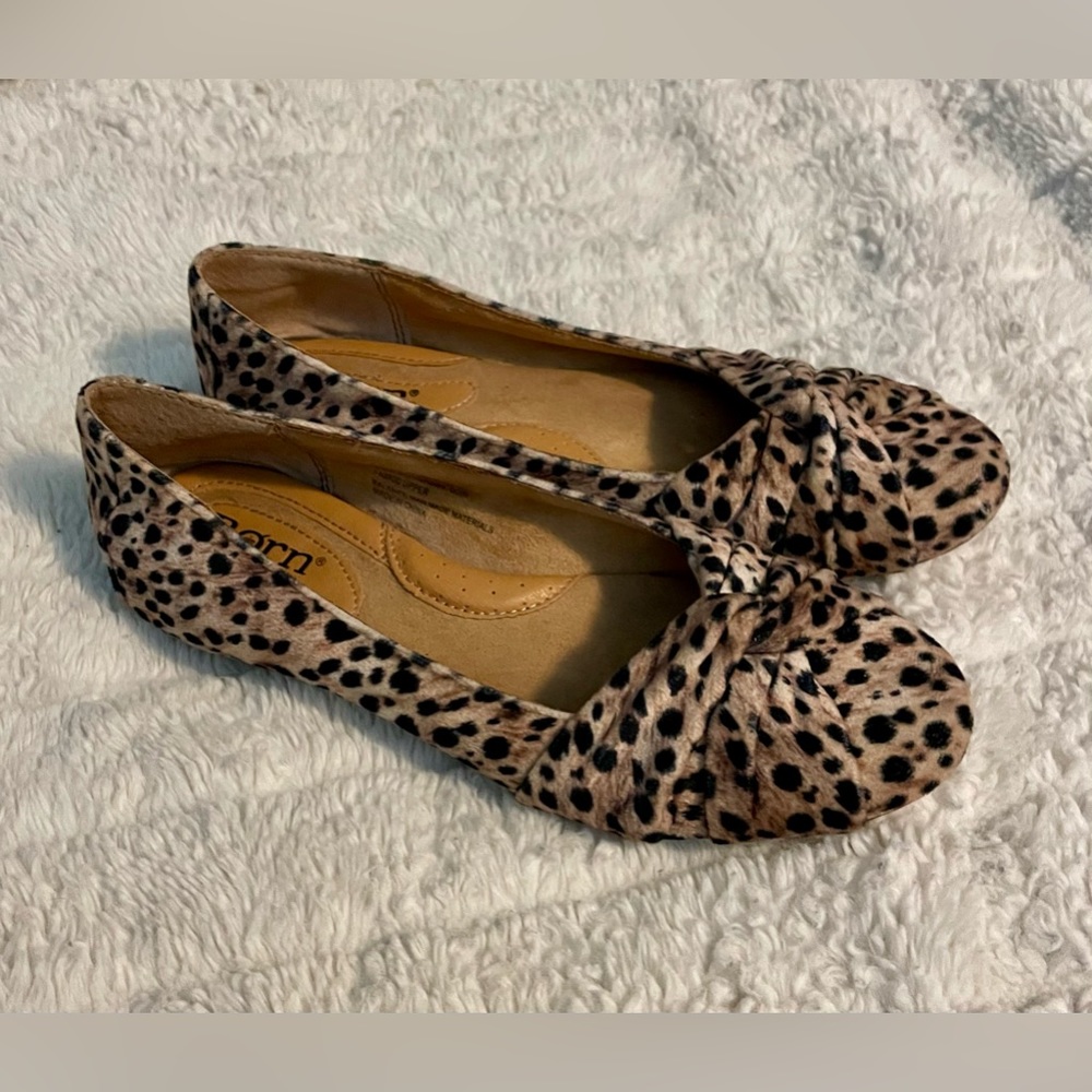 Born Women’s Leopard Print Lilly Knot-Front Slip On Ballet Flats